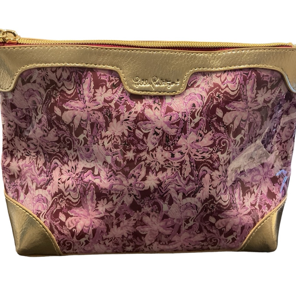 Lily Pulitzer cosmetic bag pink and burgundy new without tags